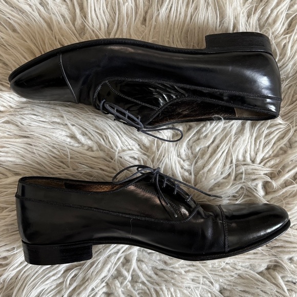 Salvatore Ferragamo Florence Black Leather Cap Toe Oxford Dress Shoes Mens 9.5D main image 9